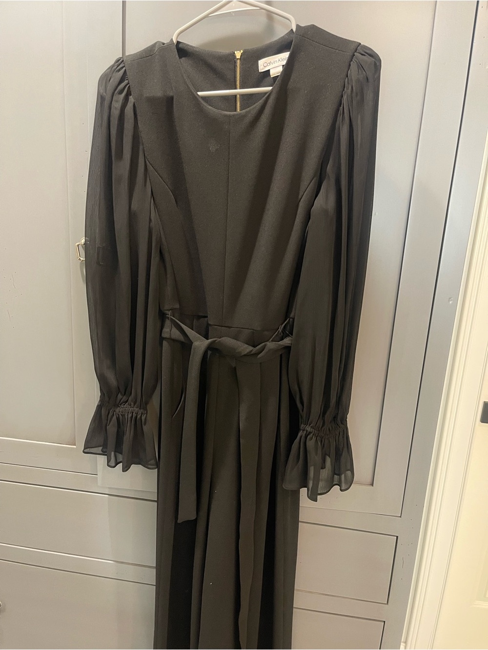 Calvin Klein Black Long Sleeve Belted jumpsuit